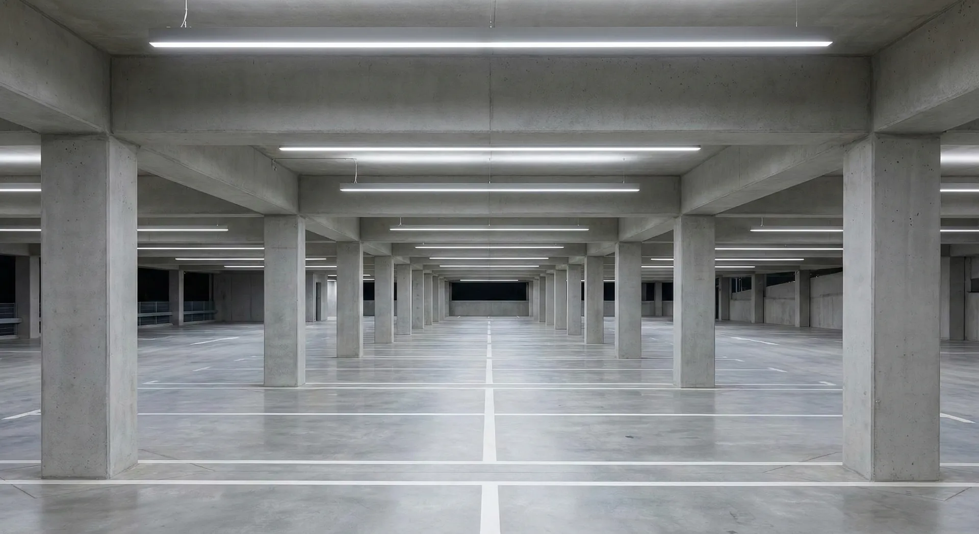 Parking deck with commercial LED lighting